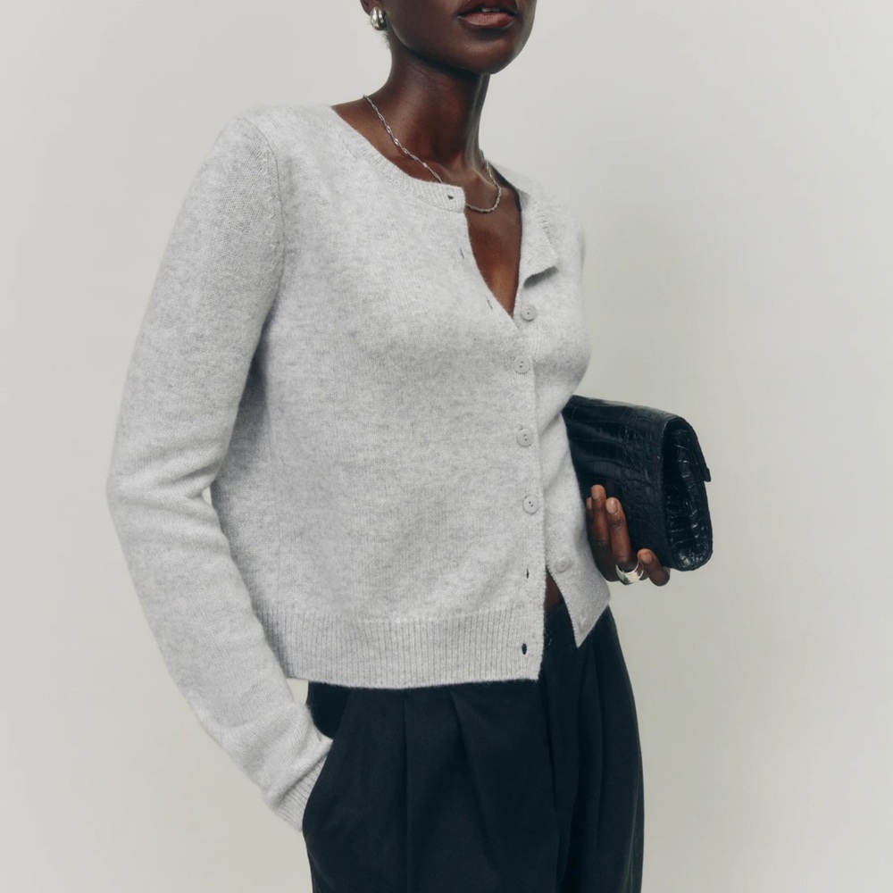 Reformation Grey Cashmere Cardigan. Size S